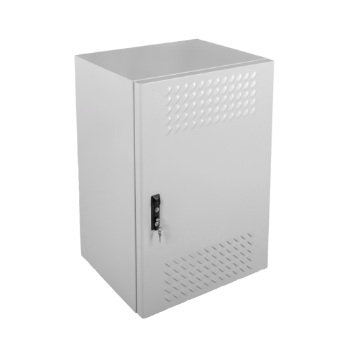 Шкаф коммутационный ЦМО (ШТВ-Н-18.6.3-4ААА-Т1) настенный 18U 620x330мм пер.дв.вентил. задн.дв.стал.лист 2 бок.пан. 150кг серый 220мм 63кг 120град. 900мм IP54 металл уличный всепогодный с вентилятором с нагревателем с силовыми розетками укомплектованный 25