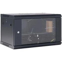 Шкаф коммутационный Rexant (04-0666-112) настенный 6U 600x600мм пер.дв.стекл черный 230град. металл