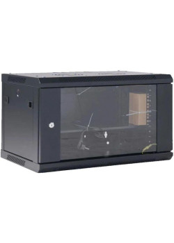 Шкаф коммутационный Rexant (04-0666-112) настенный 6U 600x600мм пер.дв.стекл черный 230град. металл