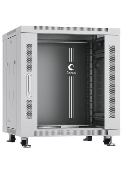 Шкаф коммутационный Cabeus (SH-05C-12U60/60) напольный 12U 600x600мм пер.дв.стекл металл 800кг серый 500мм 730мм IP20 сталь