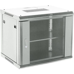 Шкаф коммутационный Rexant (04-0954-111) настенный 9U 400x542мм пер.дв.стекл серый 230град. металл