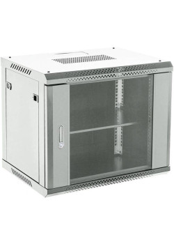 Шкаф коммутационный Rexant (04-0954-111) настенный 9U 400x542мм пер.дв.стекл серый 230град. металл