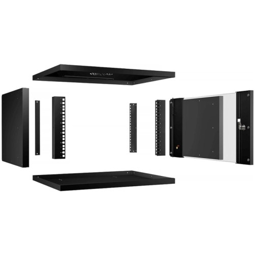 Шкаф коммутационный Cabeus (WSC-05D-6U55/45-BK) настенный 6U 550x450мм пер.дв.стекл 30кг черный 390мм 11кг 220град. 320мм IP20 сталь