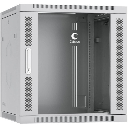 Шкаф коммутационный Cabeus (SH-05F-12U60/45-R) настенный 12U 600x450мм пер.дв.стекл 50кг серый 390мм 25кг 220град. 635мм IP20 сталь