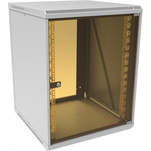 Шкаф коммутационный Suprlan (05-1503) настенный 15U 600x450мм пер.дв.стекл направл.под закл.гайки 70кг светло-серый 25.1кг 750мм металл