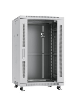 Шкаф коммутационный Cabeus (SH-05C-18U60/80) напольный 18U 600x800мм пер.дв.стекл металл 800кг серый 700мм 988мм IP20 сталь