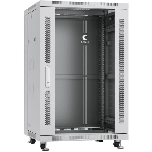 Шкаф коммутационный Cabeus (SH-05C-18U60/80) напольный 18U 600x800мм пер.дв.стекл металл 800кг серый 700мм 988мм IP20 сталь