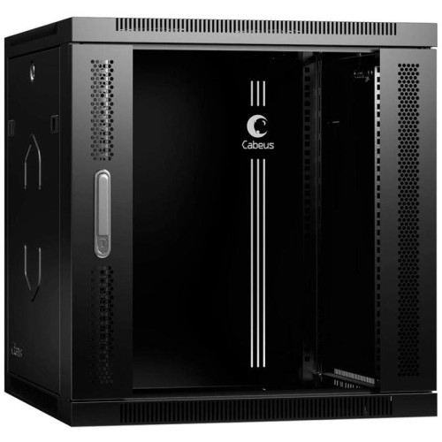 Шкаф коммутационный Cabeus (SH-05F-12U60/45-R-BK) настенный 12U 600x450мм пер.дв.стекл 50кг черный 390мм 25кг 220град. 635мм IP20 сталь