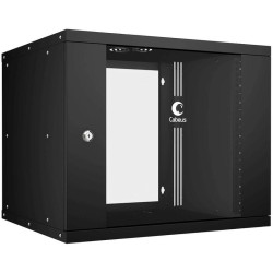 Шкаф коммутационный Cabeus (WSC-05D-9U55/45-BK) настенный 9U 550x450мм пер.дв.стекл 30кг черный 340мм 14кг 220град. 450мм IP20 сталь