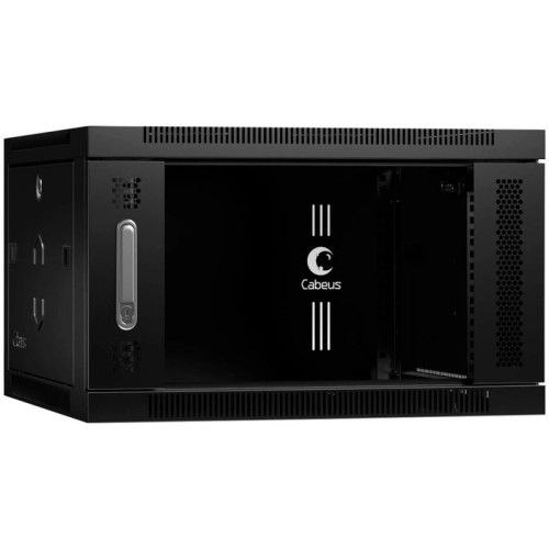 Шкаф коммутационный Cabeus (SH-05F-6U60/35-BK) настенный 6U 600x350мм пер.дв.стекл 30кг черный 290мм 14кг 220град. 368мм IP20 сталь