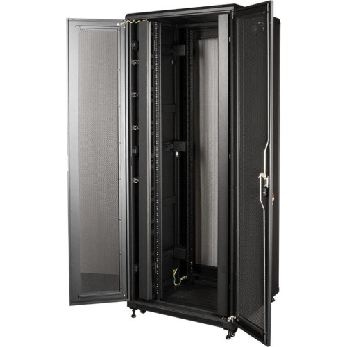 Шкаф серверный Lanmaster Business (TWT-CBB-42U-8X12-P1) напольный 42U 800x1200мм пер.дв.перфор. задн.дв.перфор. 2 бок.пан. 800кг черный IP20