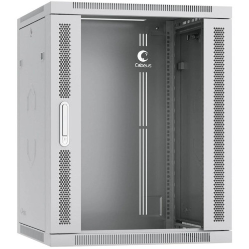 Шкаф коммутационный Cabeus (SH-05F-15U60/60-R) настенный 15U 600x600мм пер.дв.стекл 50кг серый 540мм 220град. 769мм IP20 сталь