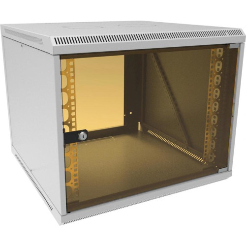 Шкаф коммутационный Suprlan (05-1096) настенный 12U 600x600мм пер.дв.стекл направл.под закл.гайки 70кг светло-серый 535мм 22.69кг 500мм металл