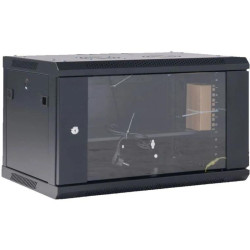 Шкаф коммутационный Rexant (04-0954-112) настенный 9U 400x542мм пер.дв.стекл черный 230град. металл