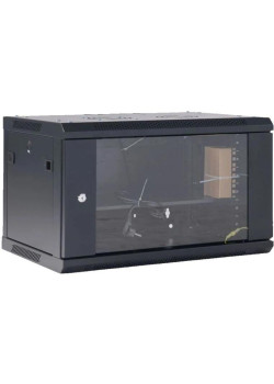 Шкаф коммутационный Rexant (04-0954-112) настенный 9U 400x542мм пер.дв.стекл черный 230град. металл