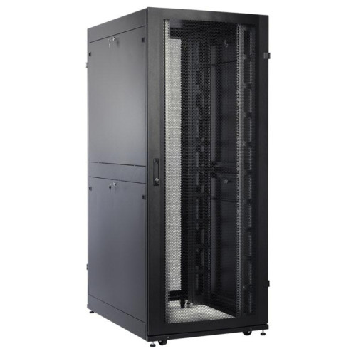 Шкаф серверный ЦМО (ШТК-СП-48.8.12-44АА-9005) напольный 48U 800x1130мм пер.дв.перфор. задн.дв.перфор. 2 бок.пан. 1350кг черный 890мм 170кг 180град. 2215мм