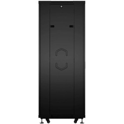 Шкаф коммутационный Cabeus (SH-05C-18U60/60-BK) напольный 12U 600x600мм пер.дв.стекл металл 800кг черный 500мм 220град. 988мм IP20 сталь
