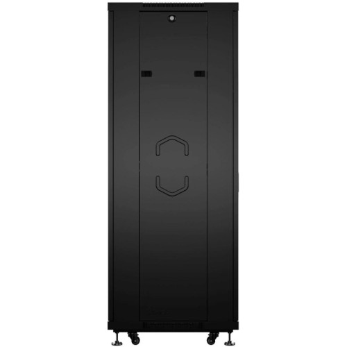 Шкаф коммутационный Cabeus (SH-05C-18U60/60-BK) напольный 12U 600x600мм пер.дв.стекл металл 800кг черный 500мм 220град. 988мм IP20 сталь