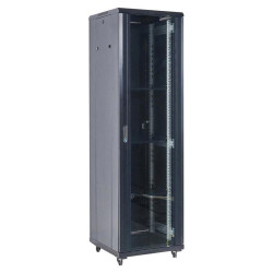 Шкаф коммутационный Rexant (04-2266-212) напольный 22U 600x600мм пер.дв.стекл металл 2 бок.пан. направл.под винты 800кг черный 50кг 230град. 1164мм IP20 сталь