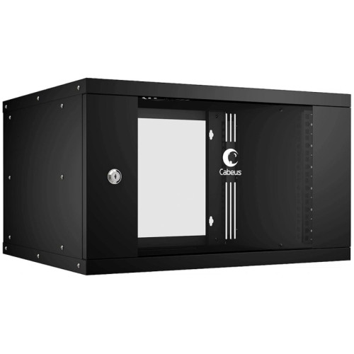 Шкаф коммутационный Cabeus (WSC-05D-6U55/45-BK) настенный 6U 550x450мм пер.дв.стекл 30кг черный 390мм 11кг 220град. 320мм IP20 сталь