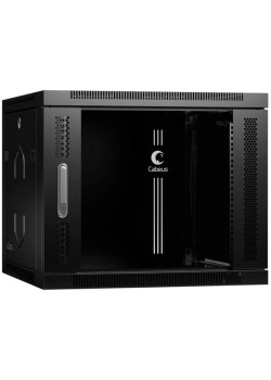 Шкаф коммутационный Cabeus (SH-05F-9U60/35-BK) настенный 9U 600x350мм пер.дв.стекл 60кг черный 290мм 18кг 220град. 501мм IP20 сталь