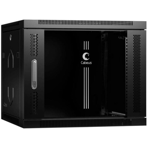 Шкаф коммутационный Cabeus (SH-05F-9U60/35-BK) настенный 9U 600x350мм пер.дв.стекл 60кг черный 290мм 18кг 220град. 501мм IP20 сталь