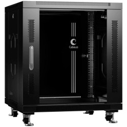 Шкаф коммутационный Cabeus (SH-05C-12U60/60-BK) напольный 12U 600x600мм пер.дв.стекл металл 800кг черный 500мм 730мм IP20 сталь