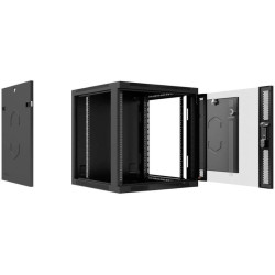 Шкаф коммутационный Cabeus (SH-05F-12U60/45-R-BK) настенный 12U 600x450мм пер.дв.стекл 50кг черный 390мм 25кг 220град. 635мм IP20 сталь