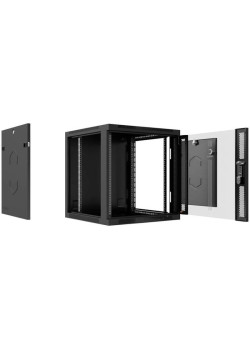 Шкаф коммутационный Cabeus (SH-05F-12U60/45-R-BK) настенный 12U 600x450мм пер.дв.стекл 50кг черный 390мм 25кг 220град. 635мм IP20 сталь