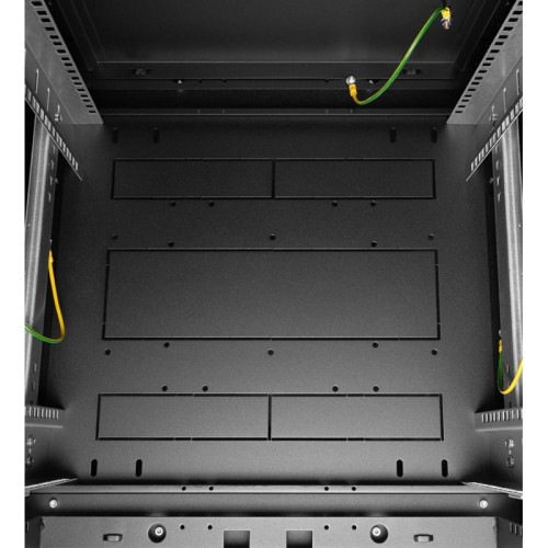 Шкаф коммутационный ЦМО (ШТК-М-24.6.8-1ААА-9005) напольный 24U 600x800мм пер.дв.стекл задн.дв.стал.лист 2 бок.пан. направл.под закл.гайки 600кг черный 655мм 180град.