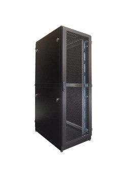 Шкаф серверный ЦМО (ШТК-М-42.8.12-48АА-9005) напольный 42U 800x1200мм пер.дв.перфор. задн.дв.перфор.2-хст. направл.под закл.гайки 1200кг черный 1055мм 176кг 180град. 2030мм IP20 металл
