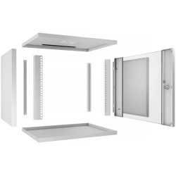 Шкаф коммутационный Cabeus (WSC-05D-9U55/45) настенный 9U 550x450мм пер.дв.стекл 30кг серый 340мм 14кг 220град. 450мм IP20 сталь