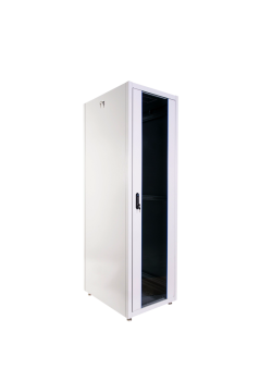Шкаф телекоммуникационный напольный 48U (600x1000) перед дверь со стеклом, зад дверь металлическая