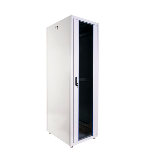 Шкаф телекоммуникационный напольный 48U (600x1000) перед дверь со стеклом, зад дверь металлическая