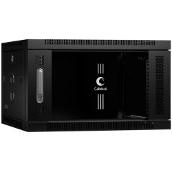 Шкаф коммутационный Cabeus (SH-05F-6U60/45-BK) настенный 6U 600x450мм пер.дв.стекл 60кг черный 390мм 16кг 220град. 368мм IP20 сталь