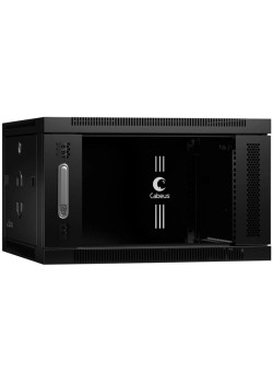 Шкаф коммутационный Cabeus (SH-05F-6U60/45-BK) настенный 6U 600x450мм пер.дв.стекл 60кг черный 390мм 16кг 220град. 368мм IP20 сталь