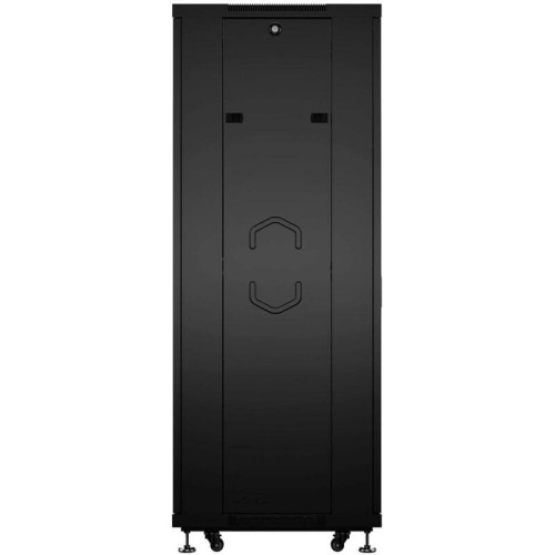 Шкаф коммутационный Cabeus (SH-05C-12U60/60-BK) напольный 12U 600x600мм пер.дв.стекл металл 800кг черный 500мм 730мм IP20 сталь