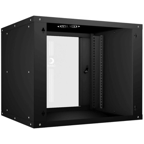 Шкаф коммутационный Cabeus (WSC-05D-9U55/45-BK) настенный 9U 550x450мм пер.дв.стекл 30кг черный 340мм 14кг 220град. 450мм IP20 сталь