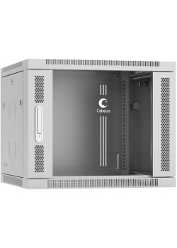 Шкаф коммутационный Cabeus (SH-05F-9U60/45) настенный 9U 600x450мм пер.дв.стекл 60кг серый 390мм 20кг 501мм IP20 сталь