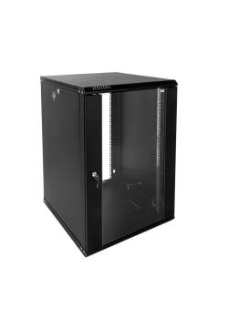 Шкаф коммутационный ЦМО (ШРН-Э-18.350-9005) настенный 18U 600x350мм пер.дв.стекл 85кг черный 300мм 22.14кг 180град. 878мм
