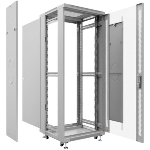 Шкаф коммутационный Cabeus (SH-05C-18U60/80) напольный 18U 600x800мм пер.дв.стекл металл 800кг серый 700мм 988мм IP20 сталь