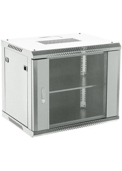 Шкаф коммутационный Rexant (04-0654-111) настенный 6U 400x542мм пер.дв.стекл серый 230град. металл