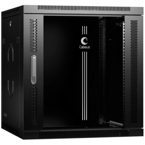 Шкаф коммутационный Cabeus (SH-05F-12U60/60-R-BK) настенный 12U 600x600мм пер.дв.стекл 50кг черный 540мм 27кг 220град. 635мм IP20 сталь