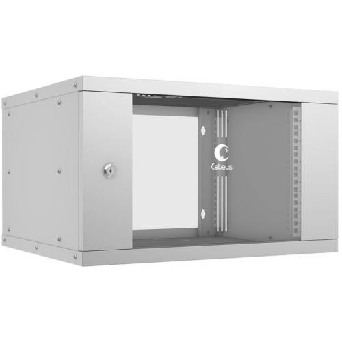 Шкаф коммутационный Cabeus (WSC-05D-6U55/45) настенный 6U 550x450мм пер.дв.стекл 30кг серый 390мм 11кг 220град. 320мм IP20 сталь
