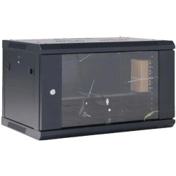 Шкаф коммутационный Rexant (04-0654-112) настенный 6U 400x542мм пер.дв.стекл черный 230град. металл