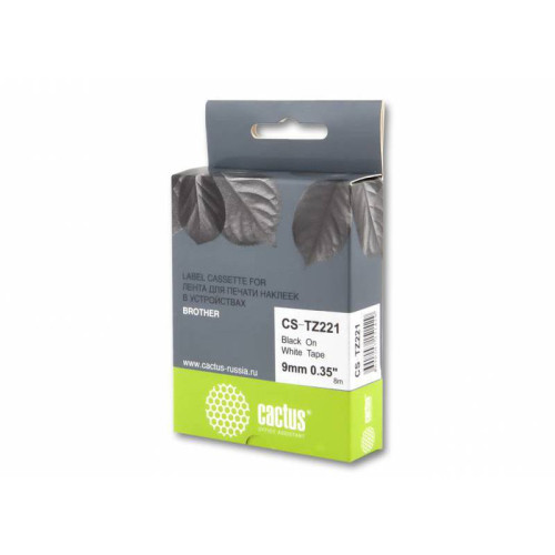 -/ Картридж ленточный Cactus CS-TZ221 TZe-221 черный для Brother 1010/1280/1280VP/2700VP