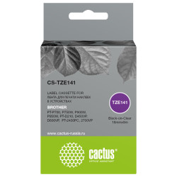 -/ Картридж ленточный Cactus CS-TZE141 TZe-141 черный для Brother PT-P700, P750W, P900W, P950W, PT-D210