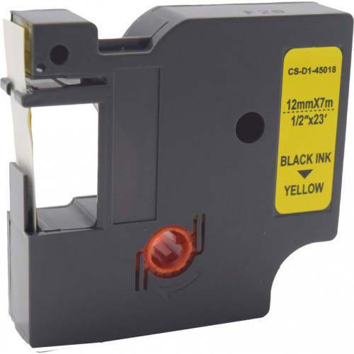 -/ Картридж ленточный Cactus CS-D1-45018 45018 черный/желтый для Dymo LM 160, 210D, 280, PnP, 420P, 500 TS; Rhino Pro 6000, 5200, 4200