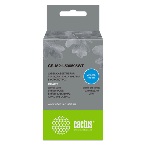-/ Картридж ленточный Cactus CS-M21-500595WT черный для Brady BMP21-PLUS, BMP21-LAB