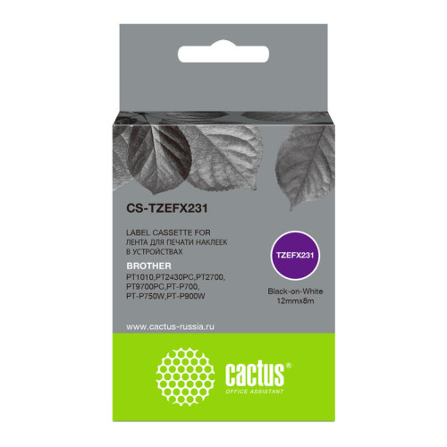 -/ Картридж ленточный Cactus CS-TZEFX231 TZe-FX231 черный для Brother 1010/1280/1280VP/2700VP